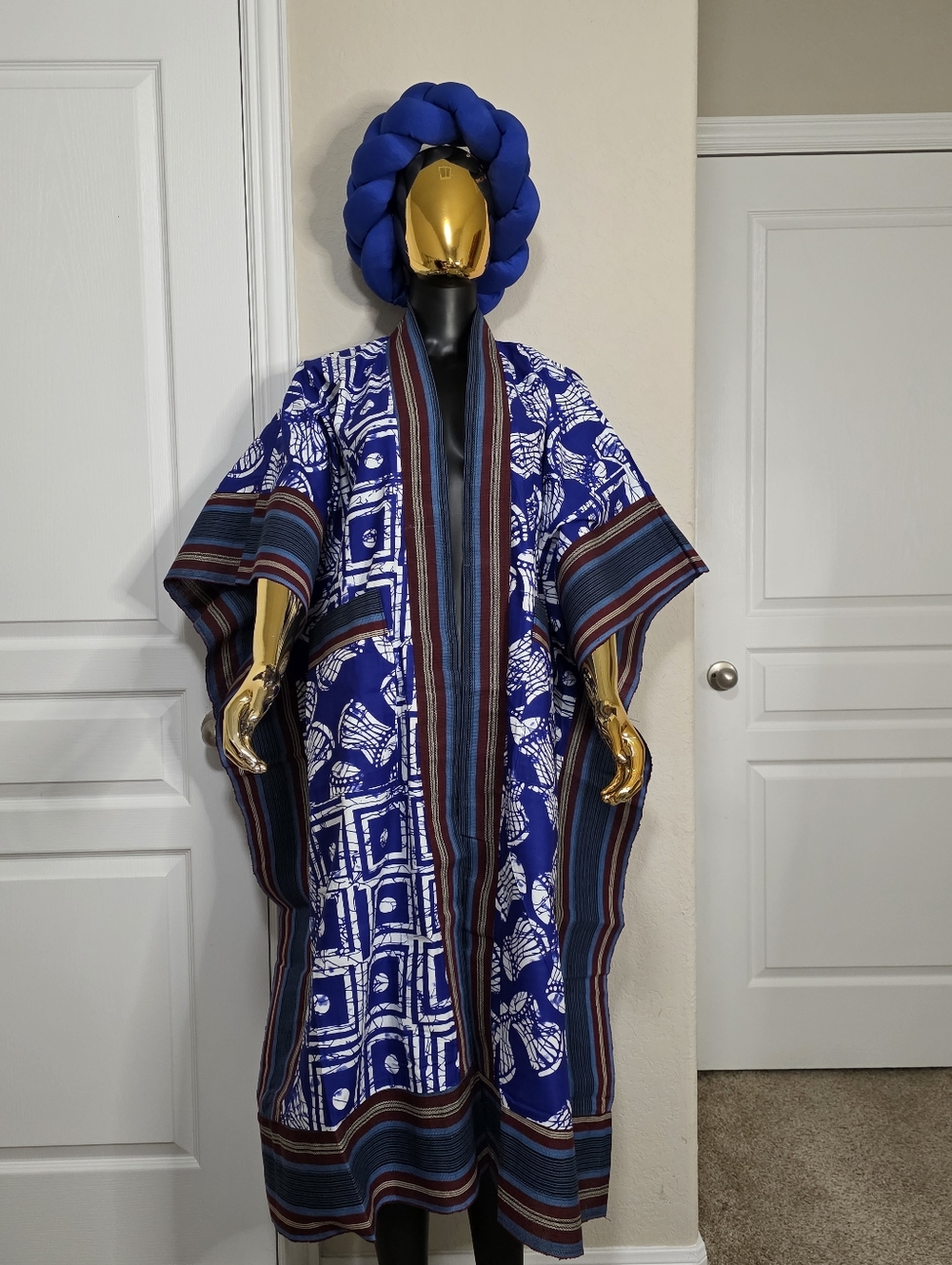 Asooke Ankara Kimono Duster/African Print Jacket/ Tribal Kimono With Pockets/One